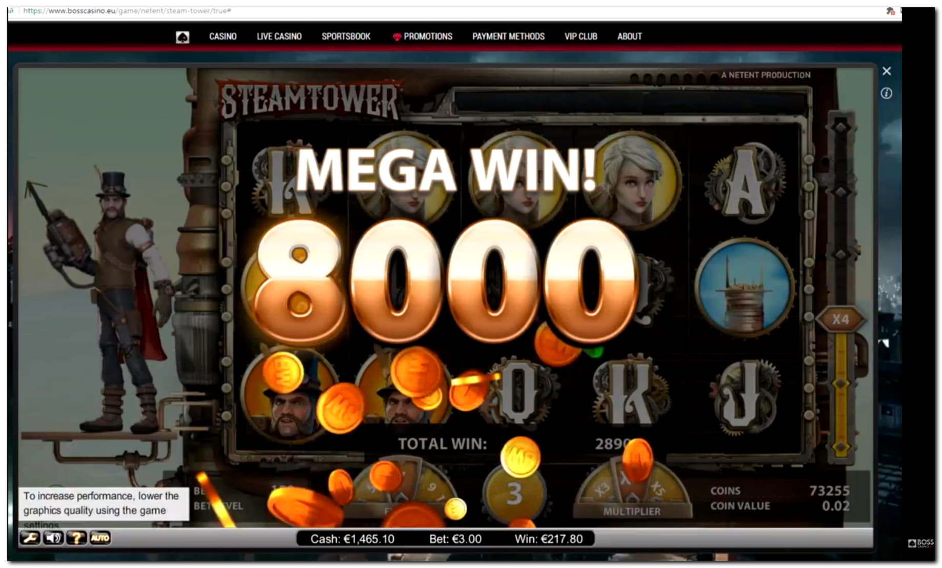 345% Deposit match bonus at Casino com