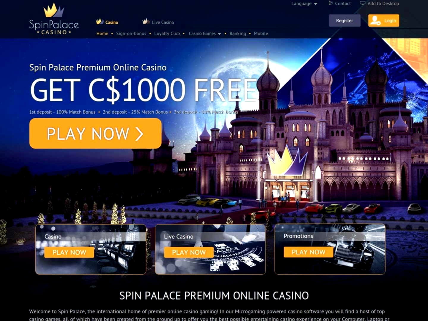 905% casino match bonus at Party Casino