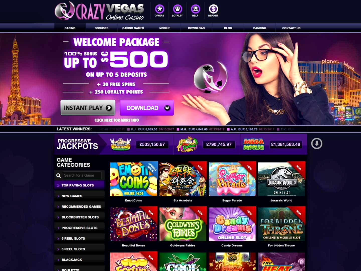 725% Match Bonus Casino at Malina Casino